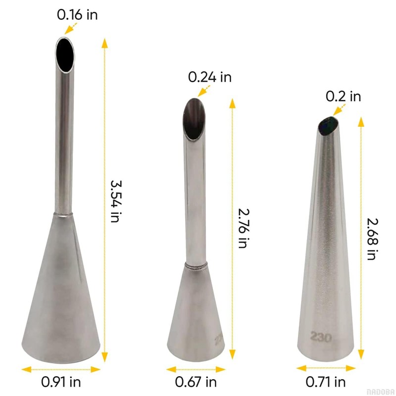 Juego de 3 boquillas de acero inoxidable para decoración de