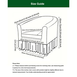 CRFATOP 2 Piece Club Chair Slipcover with Skirt Printed Tub Armchair Covers with Seat Cushion Cover Soft Printed Round Barrel Furniture Protector for Bar Counter Living Room,C09