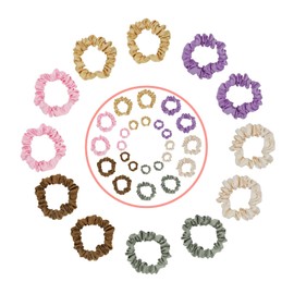 Pack of 12 Silk Scrunchies, Silk Scrunchie, Large, Soft, Stretchy Silk, Silk Scrunchie, 6 Colours, Ponytail Tear-Resistant Scrunchies