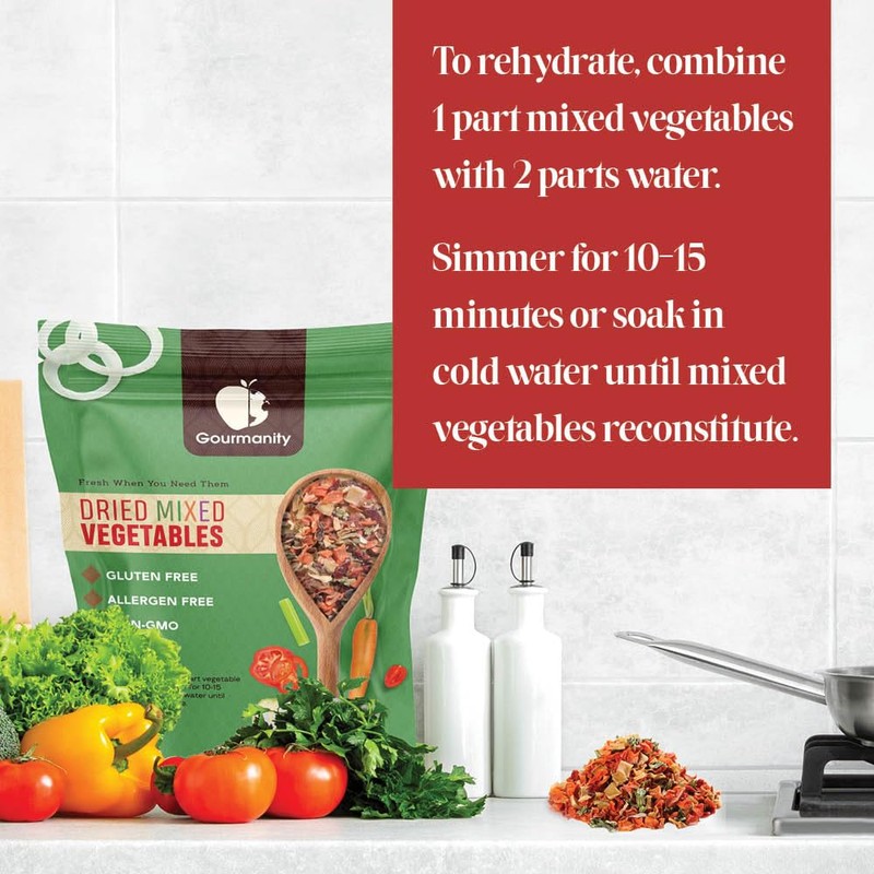2lb Tasty Vegetable Soup Blend, Dehydrated Vegetables for Ramen Toppings,