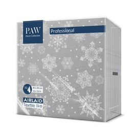 Paw Airlaid Napkins (40 x 40 cm) I Pack of 50 I Perfect for Christmas, Winter, Holidays I Christmas Eve Table Decoration I Airlaid Napkins Fabric-Like - Snowflakes Silver I Snowflakes Silver