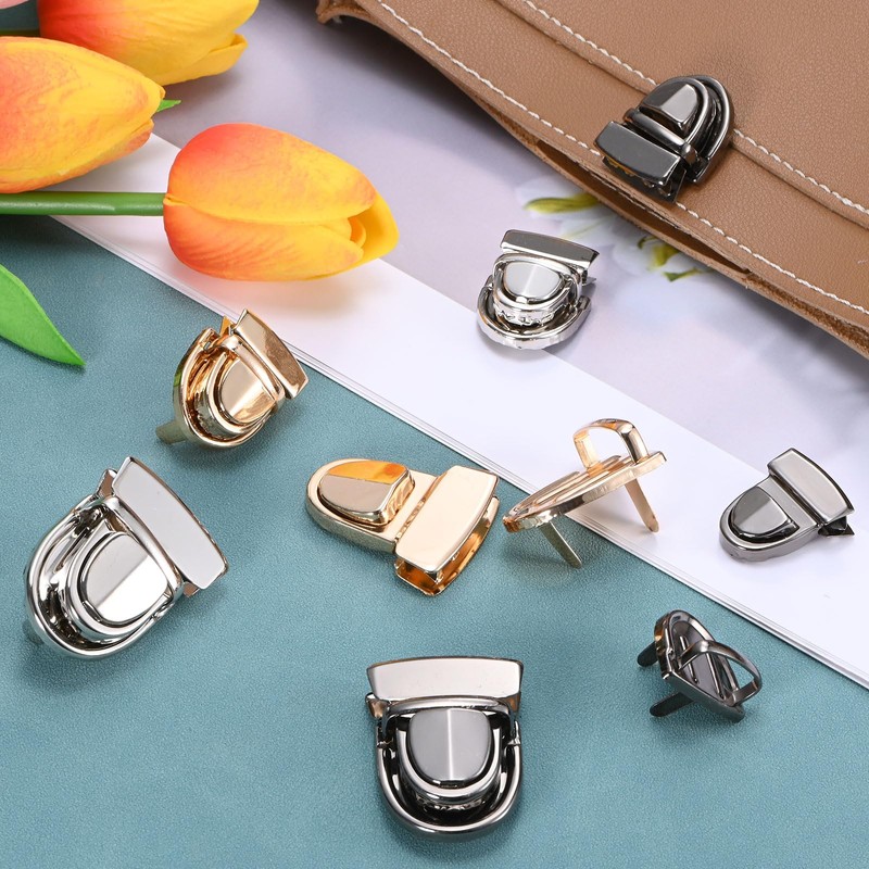 M METERXITY 5Pcs Tuck Lock Clasp Catch (30x42mm, Silver)- Purse