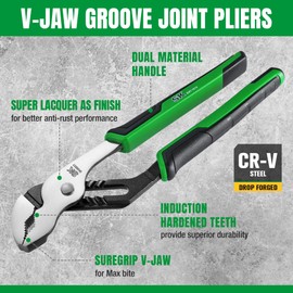 SK 2-Piece Pliers Set, 8-Inch Slip Joint Pliers & 10-Inch Groove Joint Pliers, Premium CR-V Construction, Ergonomic Anti-slip Handle for Comfortable Grip