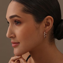 Charmsy 925 Sterling Silver Two-Tone CZ Infinity Hoop Earrings for Women and Teens | Double Twisted Hypoallergenic Click-Top Irish Celtic Knot Hoops Earring | Size 24 MM