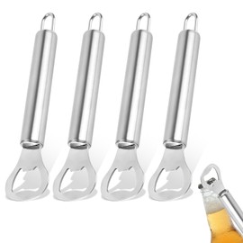 Flaschenöffner Edelstahl, Bieröffner 4 Stück, Barkeeper Bierflaschenöffner Flaschenöffner Personalisiert, Kapselheber mit Tragbare Lochdesign Großes Geschenke für Männer Neujahrs Camping (16 * 4cm)