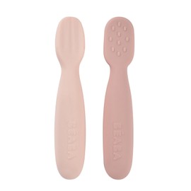 Béaba Set of 2 Spoons for Babies from 4 Months, Ergonomic Shape, Various Textures, Ergonomic Handle, Candy Floss Marshmallows