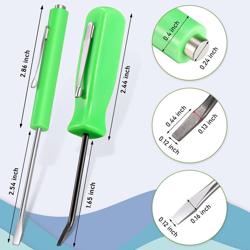 Zhehao 8 Pieces Green Pocket Magnetic Screwdriver Mini Pocket Pry