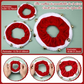 Bulyoou 3 Pcs Christmas Pet Jingle Bell Collars Festive Christmas/Holiday Neckwear for Dog/cat Xmas Plush Pet Scrunchy Dog Outfit Fun Stretchable Costume Accessory Soft Collar with Bell(Small)