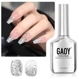 GAOY Shimmer Gel Nail Polish, 16ml Translucent Jelly Glitter Gel Polish, Soak Off UV Gel for Nail Art DIY at Home, 1609 Milky White - Color: S1348