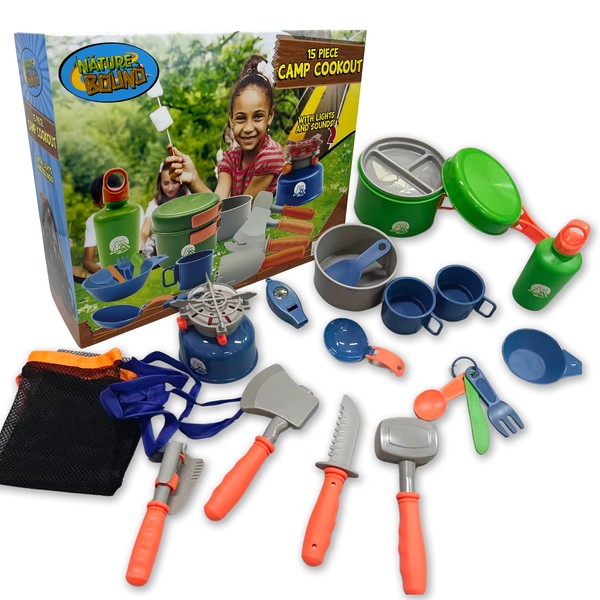 Camp Cookout Set - an Exciting 15-Piece Camping Set for Kids, Perfect Outdoor Play Toy for Toddlers and Preschoolers