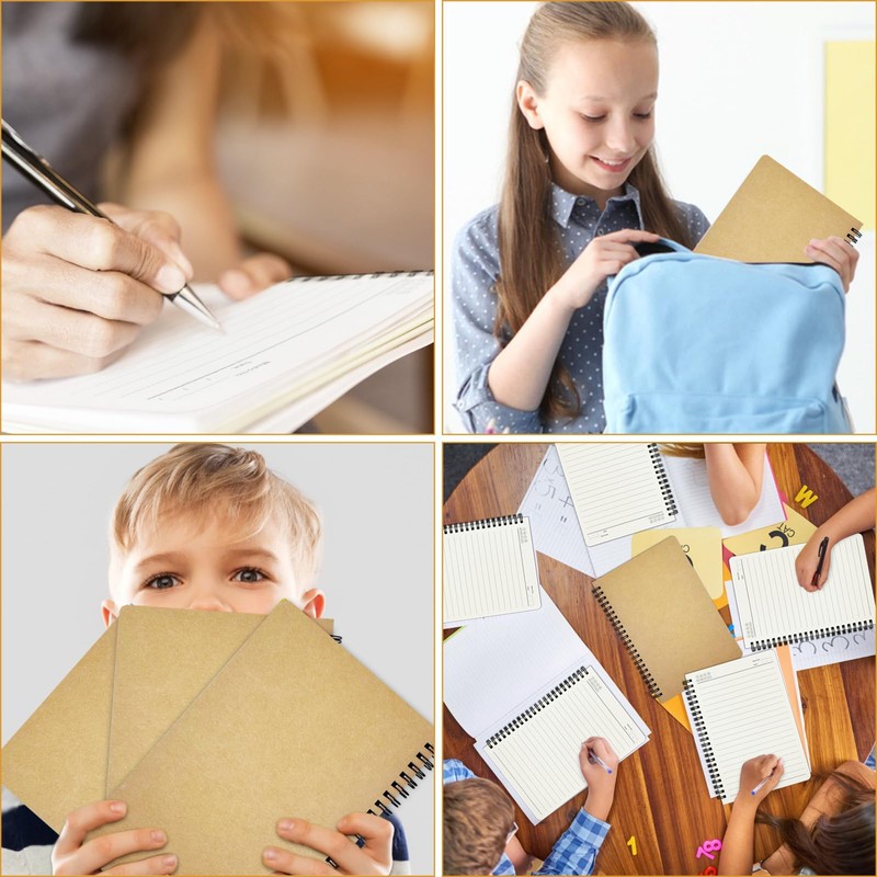 TAOBWN 6 Pack A5 Lined Notebook 120 Pages/60 Sheets Wirebound