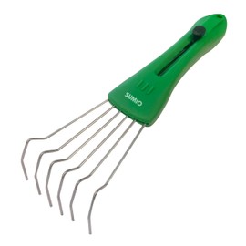 SUMIO Adjustable Hand Rake – 6-Tine Wire Broom, 4-Position Rake Head, Rust-Resistant for Tight Spaces, Debris Cleanup (Green)