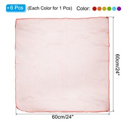 PATIKIL Dance Scarves, 6 Pcs Square Juggling Scarves 24 by 24 Inches for Play Magic Music Activity Juggling Dressing, Red, Yellow, Light Blue, Green, Purple, Orange