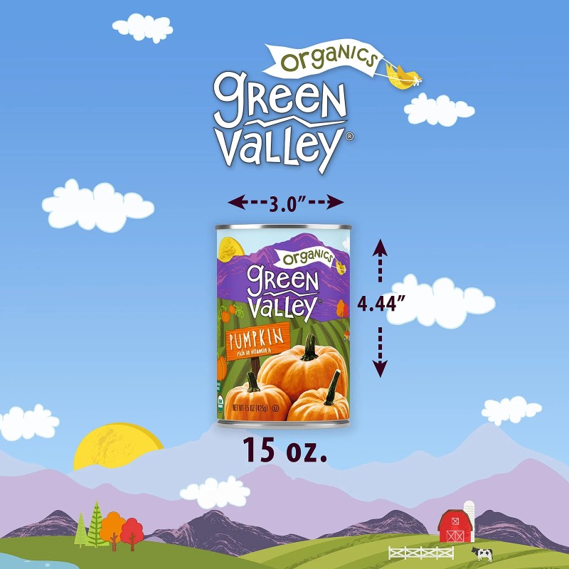 Green Valley Organic Pumpkin 15 Ounce Pack of 4 100%