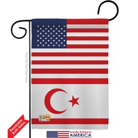 Cyprus Northern US Friendship Garden Flag Set Wall Hanger Regional USA American Alliance World Country Particular Area Small Decorative Gift Yard House Banner Double-Sided Made In 13 X 18.5