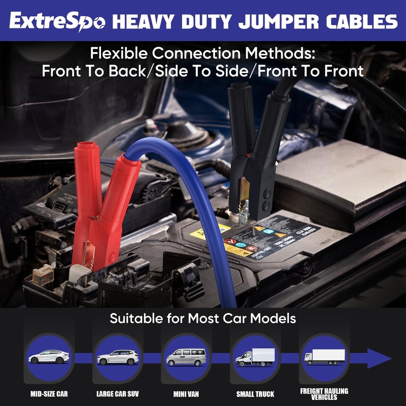 EXTRESPO 2/0 Gauge 30 FT Heavy Duty Jumper Cables, 1500Amp