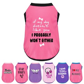 Color-Blocked Dog Tank Top with Playful Heat Transfer Designs – Lightweight Polyester Shirt for Small,MediumDogs, Perfect for Casual Outings.I Probably Won't Either Pink S