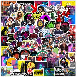 TUMAJI 100Pcs Aesthetic Cool Cyberpunk Stickers, Cyberpunk Future Technology Wilderness Vinyl Waterproof Stickers for Water Bottle Laptop Decorative Scrapbook Skateboard Journal Graffiti Decals