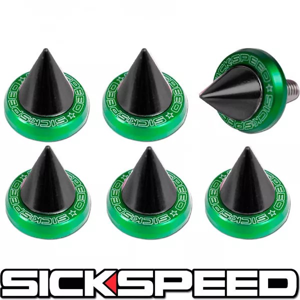 SICKSPEED 6PC GREEN 5MM WINDSCREEN FENDER WASHER BOLT KIT W