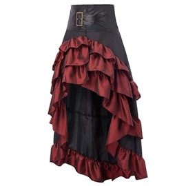 Women's Steampunk Gothic Black Lace Long Skirts