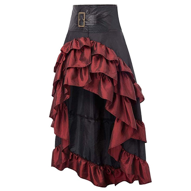 Women's Steampunk Gothic Black Lace Long Skirts