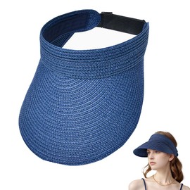 Ritte Women's Sun Hat, Visor Cap, Summer Straw Hat, Foldable Straw Hat, Visor Cap, Plain Summer Beach Hat with Wide Brim, blue, Unit size