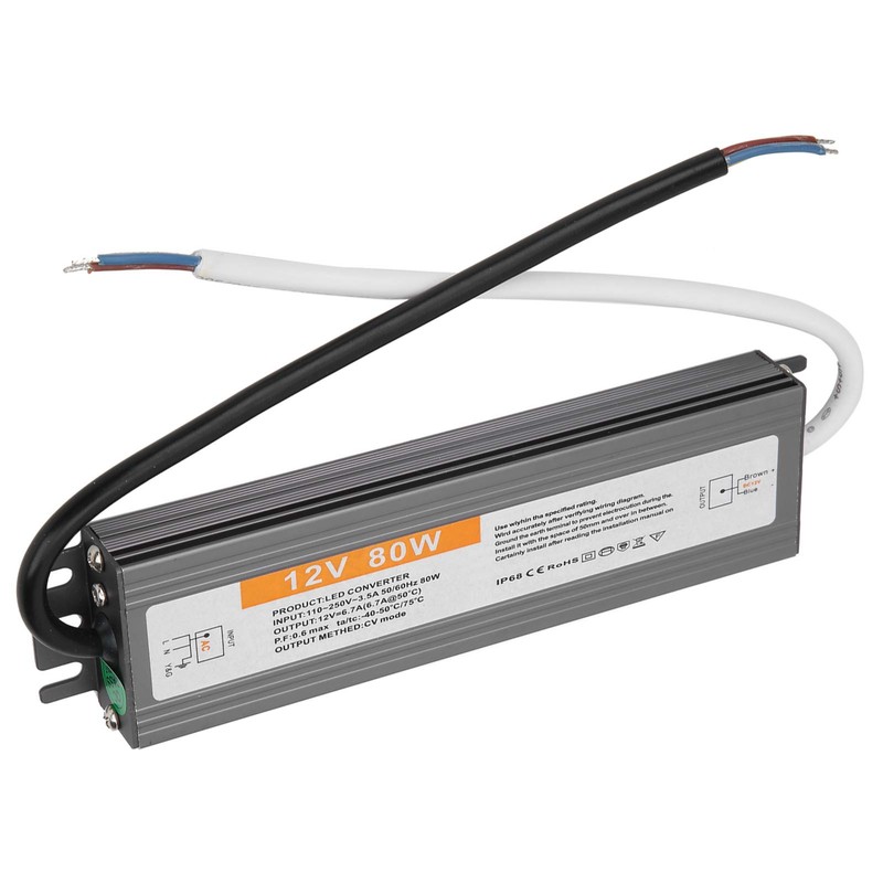 80W LED Driver Transformer, 12V/24V DC IP68 Waterproof Switching Power