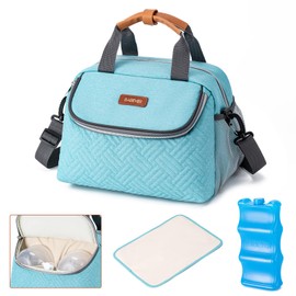 BABEYER Breastmilk Cooler Bag with Ice Pack Fits 6 Baby Bottles up to 9 Ounce, Wearable Breast Pumps Cooler Bag for Nursing Mom Daycare, Work, Travel- Aqua