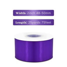 Yamkim Double Faced Polyester Purple Satin Ribbon 2 Inch 25 Yards Fabric Ribbons for Gift Wrapping Invitations Wedding Flower Bouquet and Sewing