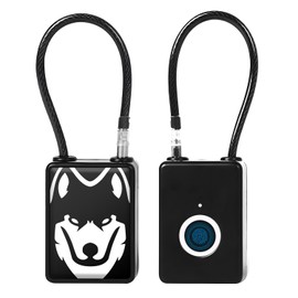 Wisetail Fingerprint Padlock, Smart Gym Locker Lock for Students, Keyless Thumbprint Combination Lock for Pets/Sports Locker/Suitcase/Toolbox/Luggage-Black