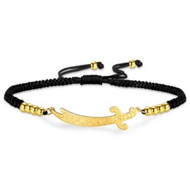 VASSAGO Zulfiqar Bracelet for Women Men Stainless Steel Imam Ali Sword Pendant Islamic Arabic Braided Rope Cord Islam Muslim Jewellery, One size, Stainless Steel, No Gemstone