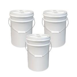 5 Gallon Bucket with Gamma Seal Screw on Airtight Lid, Food Grade Storage, Premium HPDE Plastic, BPA Free, Durable 90 Mil All Purpose Pail, Made in USA, 3 Count