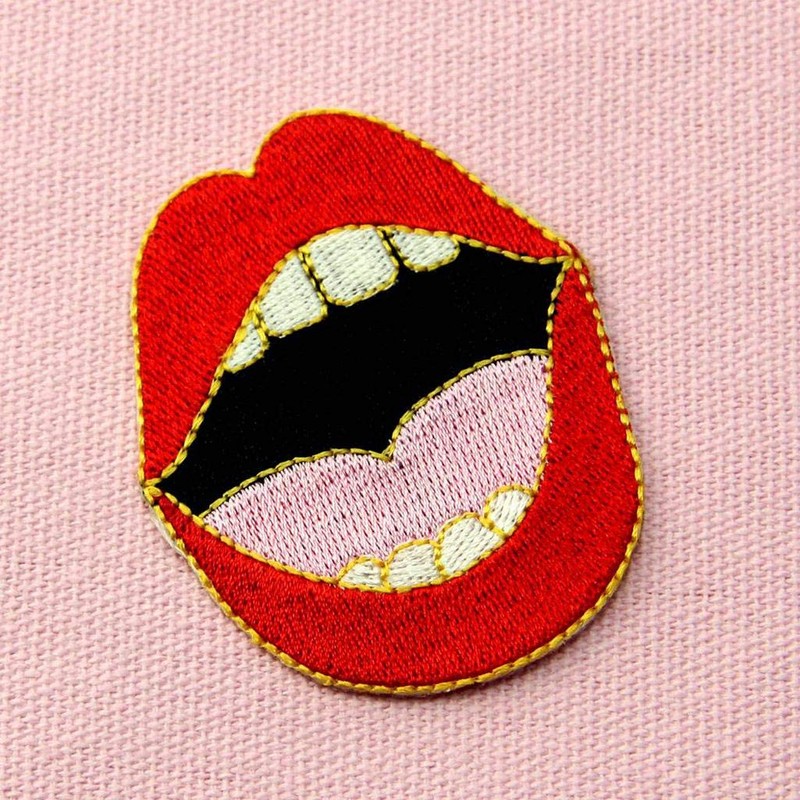 Lady's Sexy Red Lips Patch Embroidered Mouth Badge Iron On