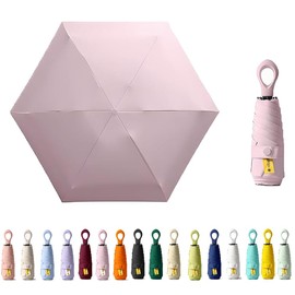 HUAMu Mini Sun Travel Umbrella Ring handle Coating Layer Fabric Blocking/anti UPF 50 UV Protection 99.9% Compact Folding Purse Umbrella/Lightweight Small Portable Backpack/Rain Sun/Men Women Kids