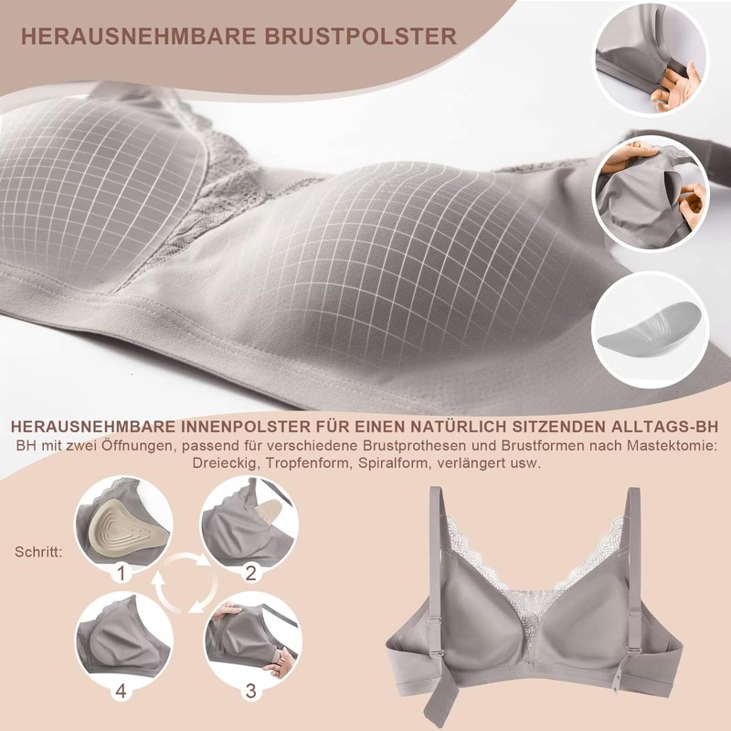 CYTMTZGA Mastectomy Bra Seamless Everyday Prostheses Post-Surgical Bra with Pockets
