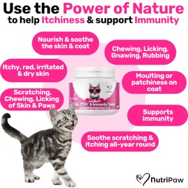NutriPaw NutriPaw All-Itch Immunity Treats For Cats - Soothe Itchy Paws, Eyes, Ears, Skin - Stop Itching, Licking, Scratching & Excessive Grooming breeds - Supports Seasonal Itching