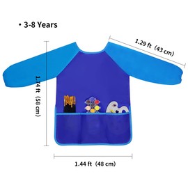 Jolik 6 Pack Kids Art Smocks Children Waterproof Artist Painting Aprons with Long Sleeve and 3 Pockets for Age 3-8 Years