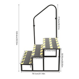 Knwigoe 3 Step Rv Stairs Hot Tub Steps with Handrail Outdoor Stairs Portable Heavy Duty Steel Mobile Home Steps for Home Spa Travel Trailers Porch Pool