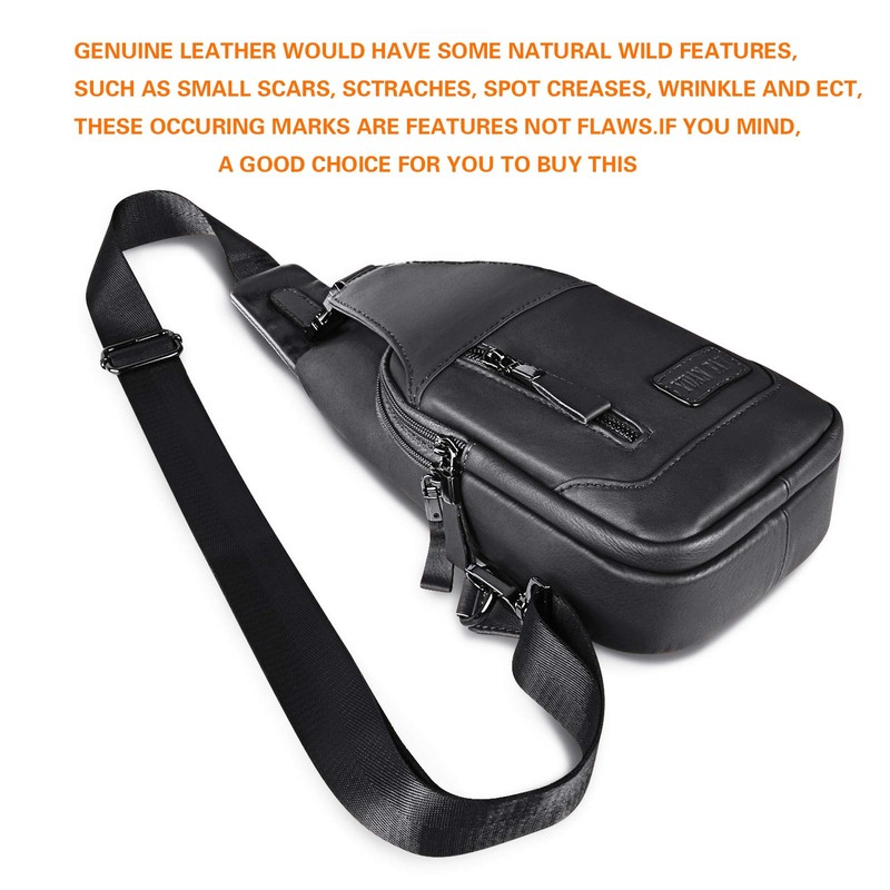Leather Sling Bag Purse Chest Shoulder Backpack,Crossbody Bags for Men