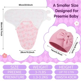 Fanfanwin 5 Pack Preemie Swaddle Blanket Wrap with Hat Set Cotton Preemie Baby Clothes Preemie Hat Preemie Receiving Blanket for 3-7 Lbs Newborn Preemie Boys Girls