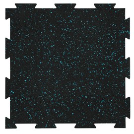 Playsafer Genaflex Lite Rubber 8mm Interlocking Tiles for Gym Flooring - Exercise Equipment, Exercise Areas - 20" X 20" (Light Blue/Black, 4 Tiles - 10.8 Sq. Ft.)
