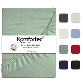 Komfortec Super King Fitted Sheet 100% Cotton, 11 inch (30 cm) Deep Pocket - Green