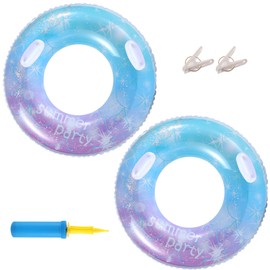 REGANOIR Float Ring for Kids, Adults, Set of 2, Includes Air Pump, Cute, Glitter, Starry Sky, Boys and Girls, 35.4, 31.5, 23.6, 23.6 inches (90, 80, 70, 60 cm), 39.4 inches (100 cm) (Adult), 39.4