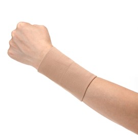 ZCaiJinBao Compression Wrist Forearm Sleeve - Tattoo Cover & Sports Support with Breathable Sweat Absorption for Carpal Tunnel Relief, Gym & Fitness Wristbands for Women (1 Pack, Beige, M)