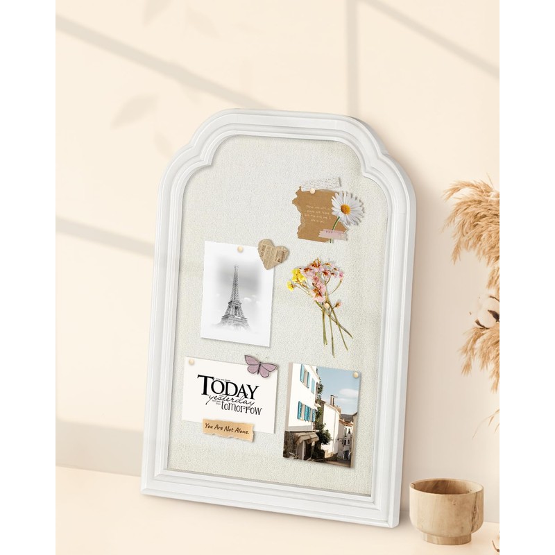 Bulletin Board with Linen, 13x17 inches Pin Board with White