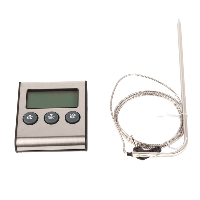 Digital Cooking Thermometer Timer LCD Display ℃/℉ W/Probe for Barbecue