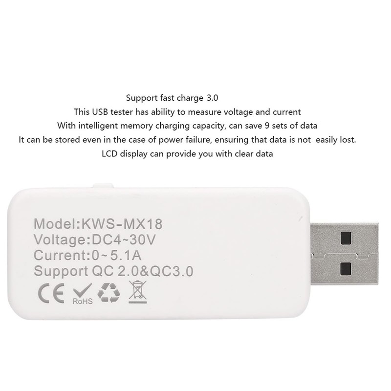 Risegun USB Tester Meter, Digital Colour Display Multimeter Voltage Tester