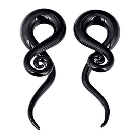 Qmcandy 2pcs Glass Spiral Tapers Plugs Twist Stretchers Earrings Stretching Piercings Jewelry Gauges 4g, black