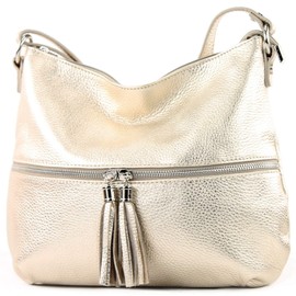 modamoda de T159 Italian Leather Shoulder Bag / Cross-Body Bag - Light gold, size: m