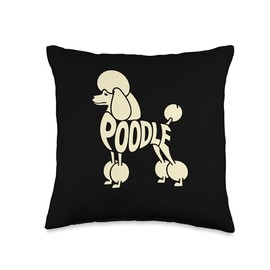 Typography Art Poodle Poodles Throw Pillow